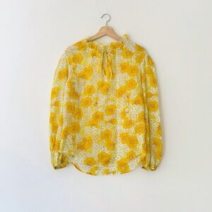 Vintage 1970s Yellow Floral Blouse Skort Skirt Set